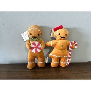 Target Bullseye plush gingerbread boy and girl with peppermint candy set of two